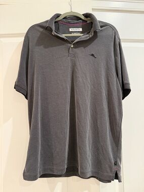 Tommy Bahama Charcoal Gray Textured Polo